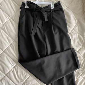 Cropped Black Paperbag Pants